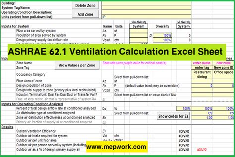 natural ventilation calculations spreadsheet